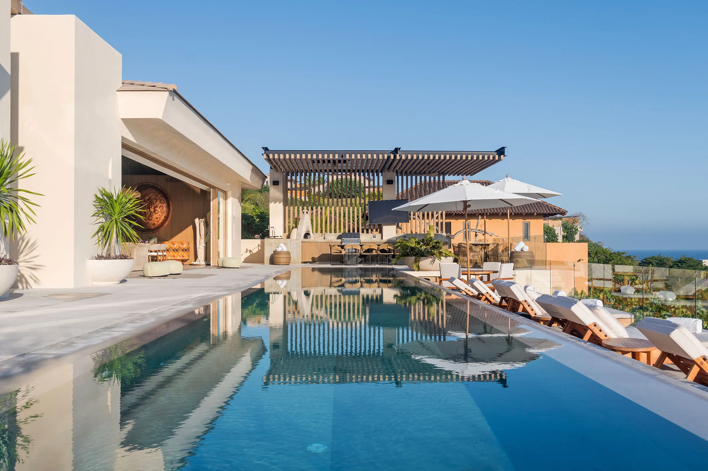 Circular ceiling design with warm lighting